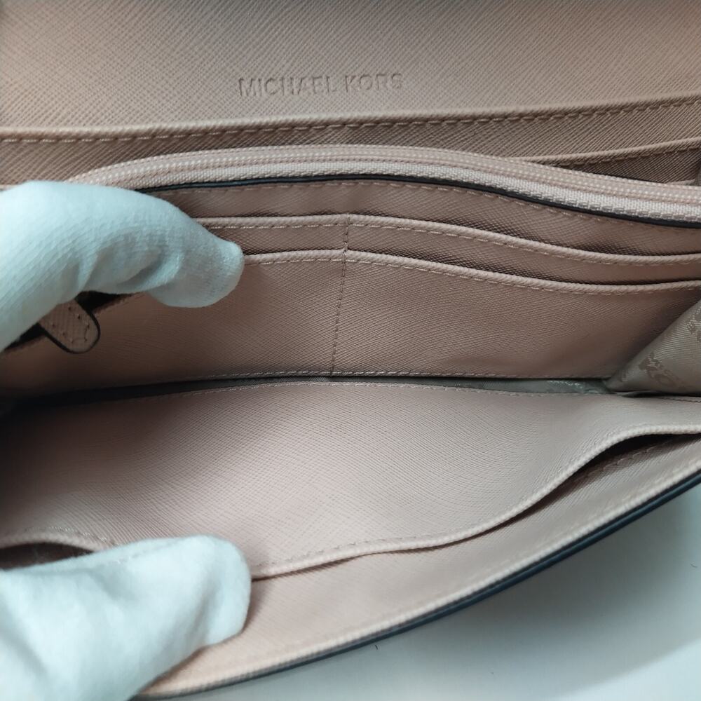 Michael Kors Pink Crossgrain Leather Pushlock Credit Card Bifold Wallet - Picture 14 of 16